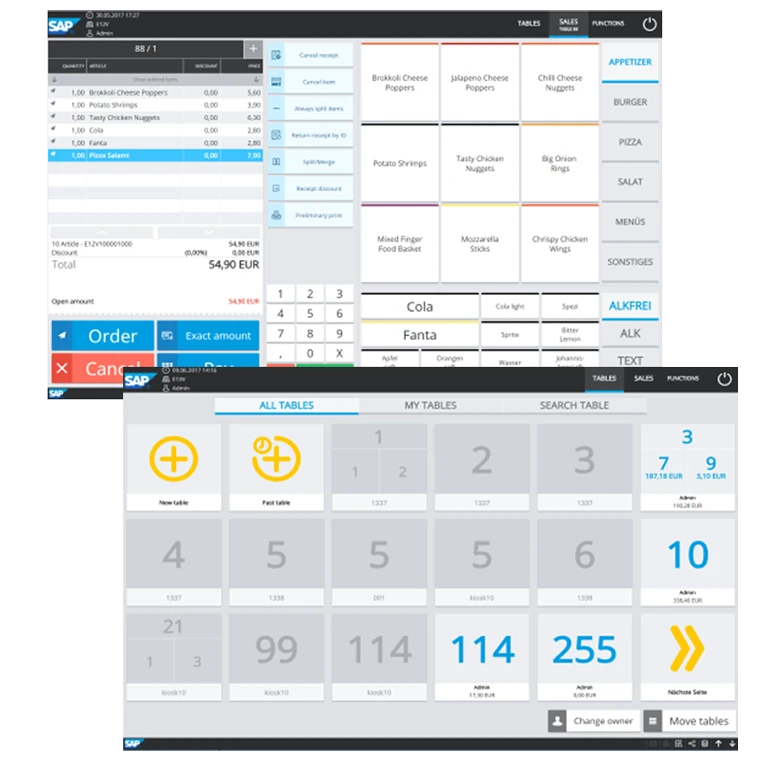 SAP Customer Checkout Table Service UI