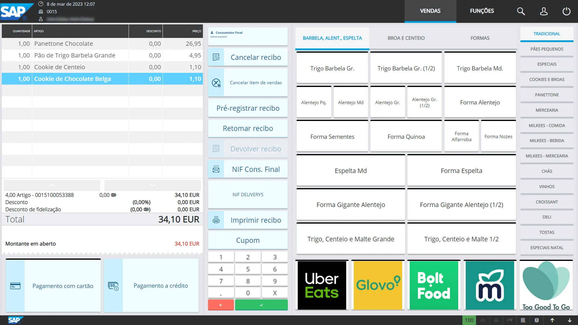 Quick service screen SAP Customer Checkout